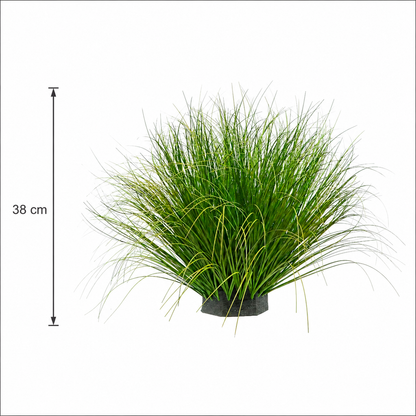 Planta Artificială Tufă de Iarbă Tip Ceapă Curbată, 38cm, Densitate Mare, Verde, Fara Ghiveci