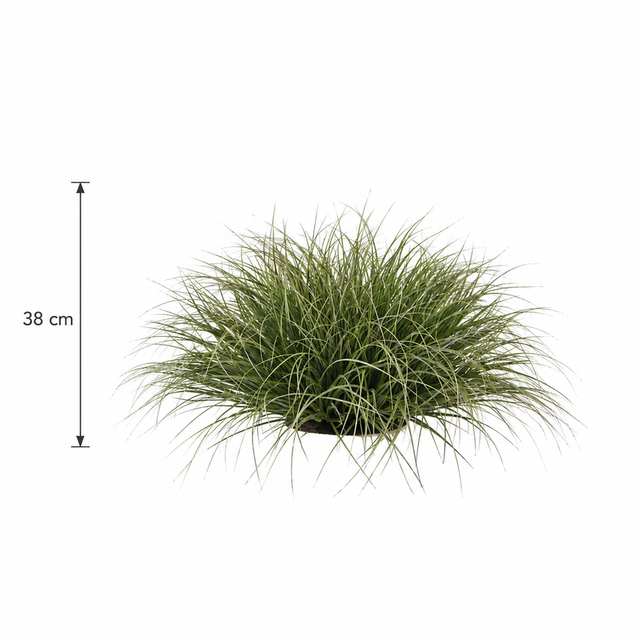 Planta Artificială Tufă de Iarbă Tip Ceapă Curbată, 38 cm, Densitate Mare, Verde Închis, Fara Ghiveci