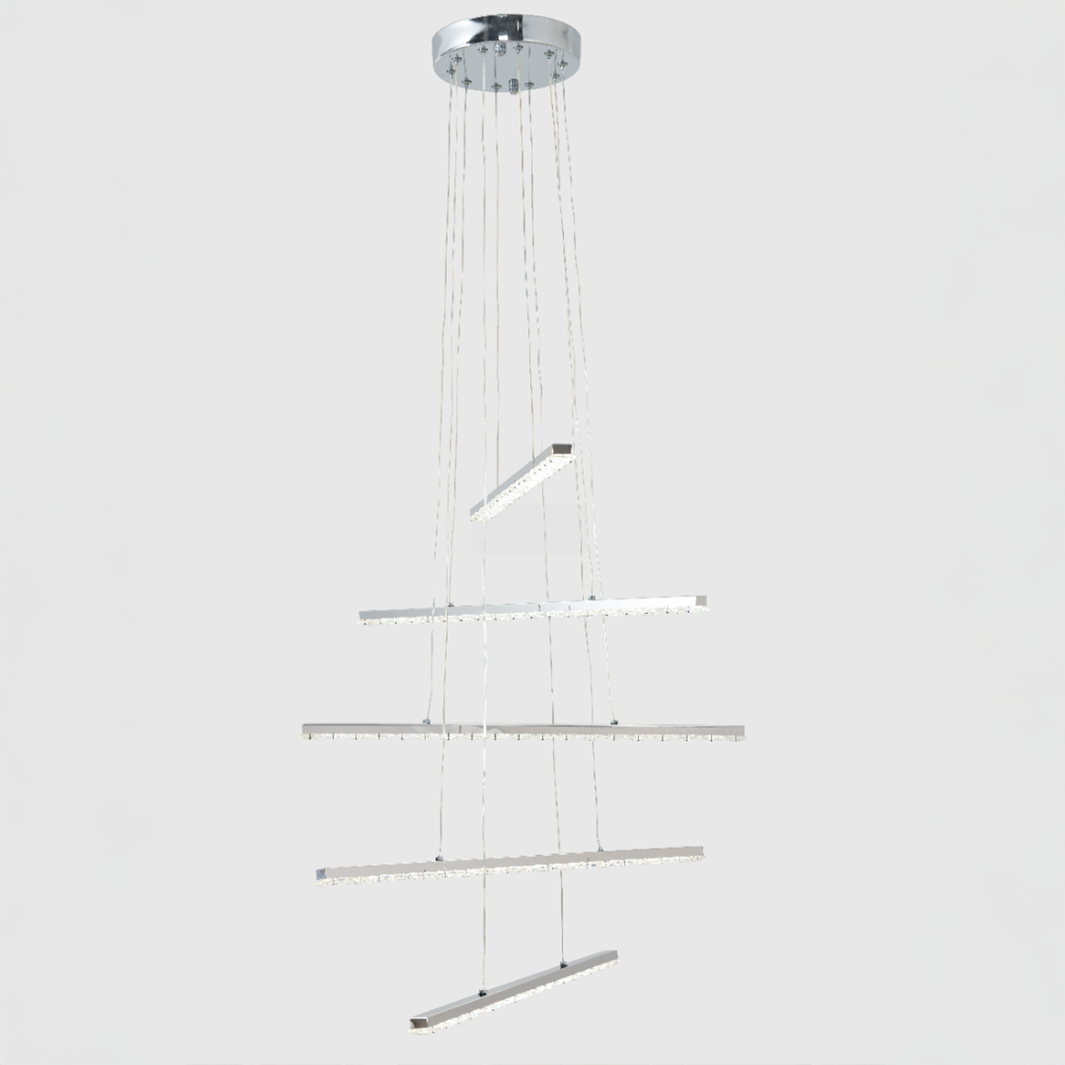 Lustra LED suspendata cu telecomanda si cristal LIBORIA 64W, lumina Rece/Calda/Neutra, Dimabila, Crom Lucios Lustre LED cu Telecomanda Default Title Alessandro Design