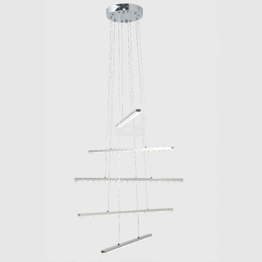 Lustra LED suspendata cu telecomanda si cristal LIBORIA 64W, lumina Rece/Calda/Neutra, Dimabila, Crom Lucios Lustre LED cu Telecomanda Default Title Alessandro Design