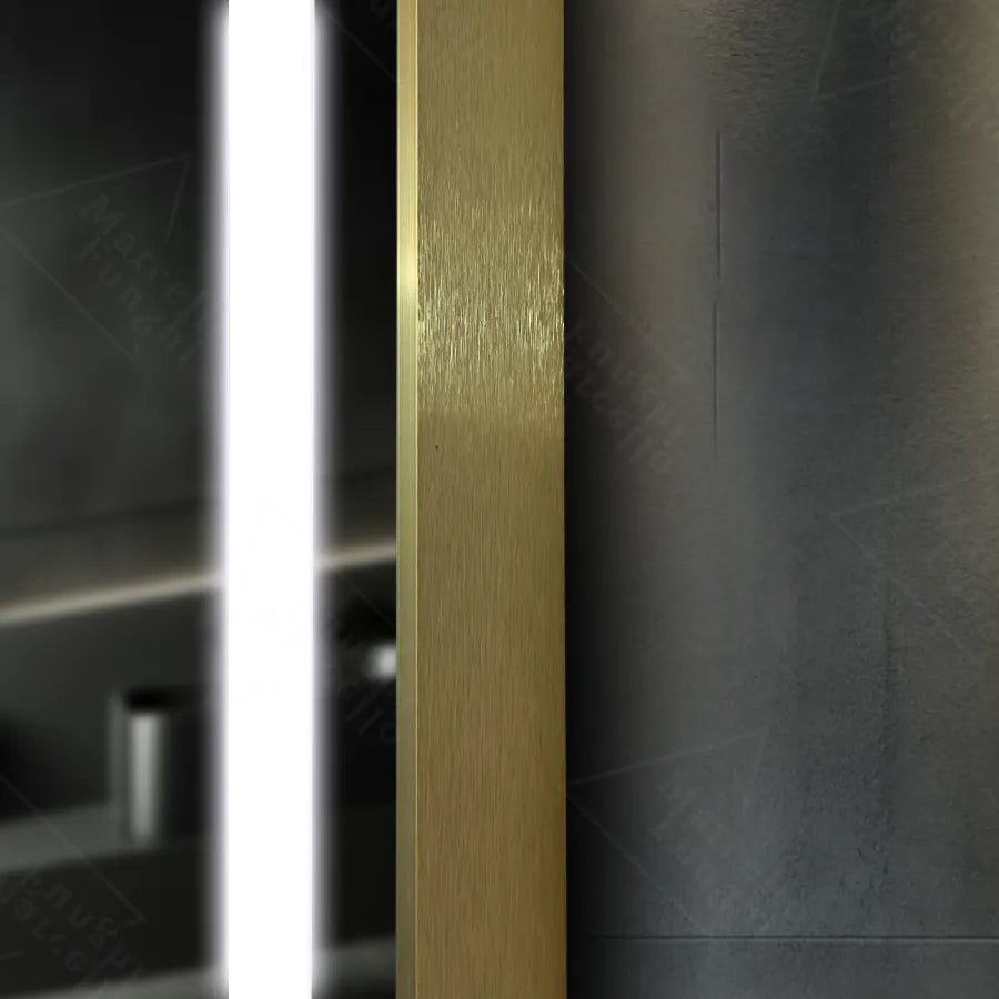 Rectangular LED Mirror, 60x80cm, Verite Royale Gold MotionGlow Marcello, De-fogging System, Clock & Thermometer, Dimable Mirrors Marcello Default Title Alessandro Design