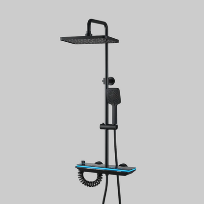 Coloana de dus MARX II, Metal, Para Patrata, Efect Ploaie, 3 Functii, Montare Pe Perete, Negru, Accesorii Incluse