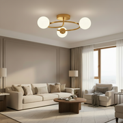 Lustra LED si cristal ORBIT, 66cm, 3xE27, Globuri, Auriu