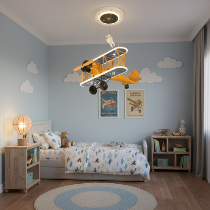 Lustra LED suspendata AVION 80W, lumina Rece/Calda/Neutra, Portocaliu Albastru Lustre Copii Default Title Alessandro Design