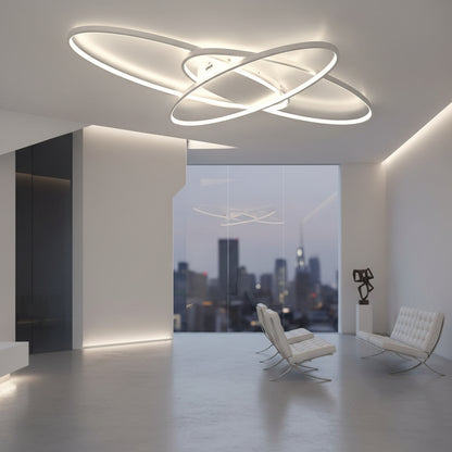 Lustra LED cu telecomanda COSMEE 84W, 3 Petale, Lumina Rece/Calda/Neutra, Dimabila, Alb, Metal si Acril