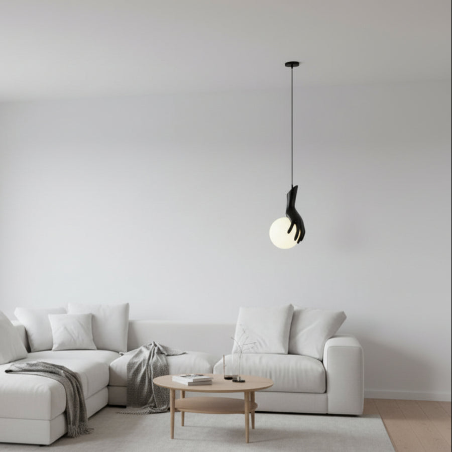 Lustra MANOS, 13x120cm, 1xE27, Sticla si Resina, Negru