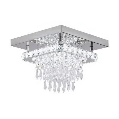 Alberico Square LED Chandelier, 17W, Cold/Warm/Neutral Light, Crystal, Glossy Chrome Modern Chandeliers Default Title Alessandro Design