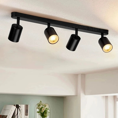 Modern Classic Chandelier, LC500/4BK with Linear Projector, 4XGU10, Metal, Black, Bulbs Not Included
