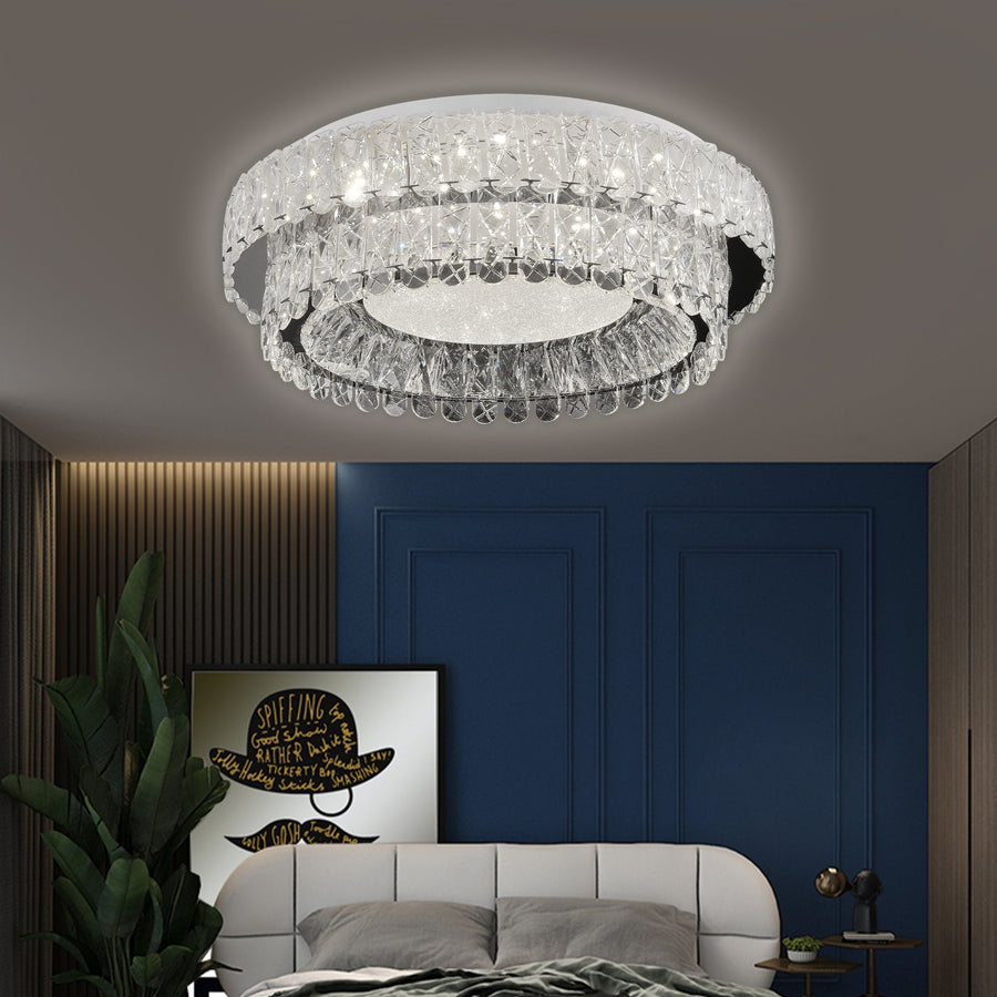 Lustra LED cu Telecomanda, LLC153/500CH, Cristal si Metal, 59W, 1 Cerc, Dimabila, Inaltime Reglabila, Lumina Rece/Calda/Neutra, Iluminat Luxos Lustre LED cu Telecomanda Default Title Alessandro Design