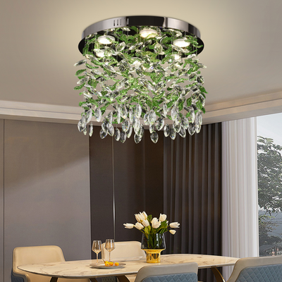 Crystal LED Chandelier LLC211/550GN Round, 29W, Cold/Warm/Neutral Light, Green Crystals, Shiny Chrome