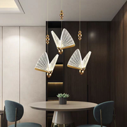 Acrylic Butterfly LED Pendant Light 9W, Warm/Neutral/Cool Light 3000K/4000K/6000K, Gold, Metal and Acrylic, Height Adjustable LED Chandeliers Default Title Alessandro Design