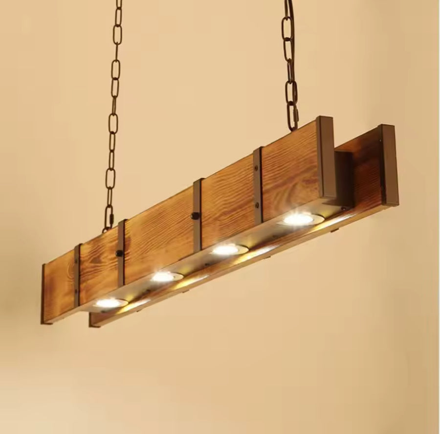 Lustra LED Vintage LV565/4, 12W, 3000K, Rustic Barn, Lemn si Metal, 100cm, Galben Lustre Vintage Default Title Alessandro Design