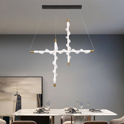 Suspended Acrylic LED Chandelier LT761/3GD, Light 3000/4000/6000K, White, Adjustable Height