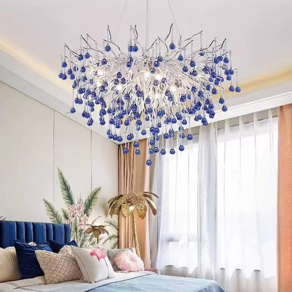 Candelabru Cristal CC335/600CH, 9x G9, Crom si Cristale Albastre, 60cm, Inaltime Reglabila Candelabre Cristal Default Title Alessandro Design