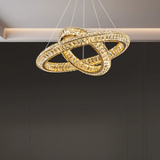 Lustra LED cu Telecomanda, LLC132/300GD, Cristal si Metal, 37W, 2 Cerc, Dimabila, 3000K/4000K/6000K, Iluminat Luxos Lustre LED cu Telecomanda Default Title Alessandro Design