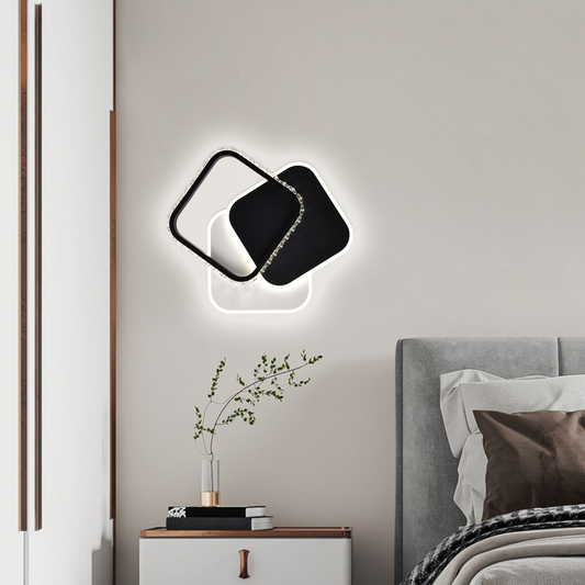 Crystal LED chandelier PRISMIQ 39W, 3 Squares, Cold/Warm/Neutral light, Black LED Chandeliers Default Title Alessandro Design