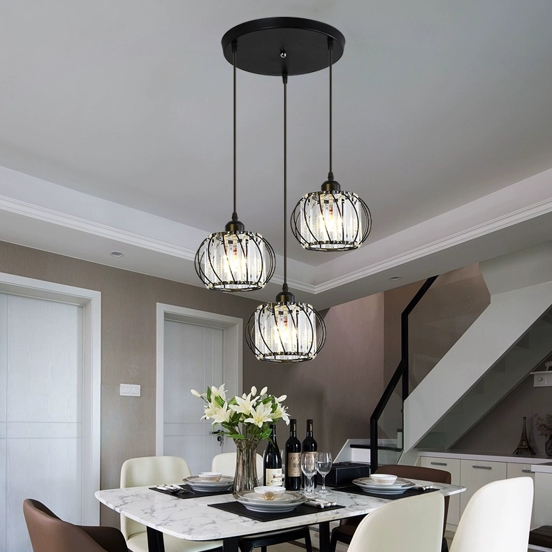 Lustra Monica, 3 X E27, Negru, Metal si Sticla Lustre Clasice Default Title Alessandro Design