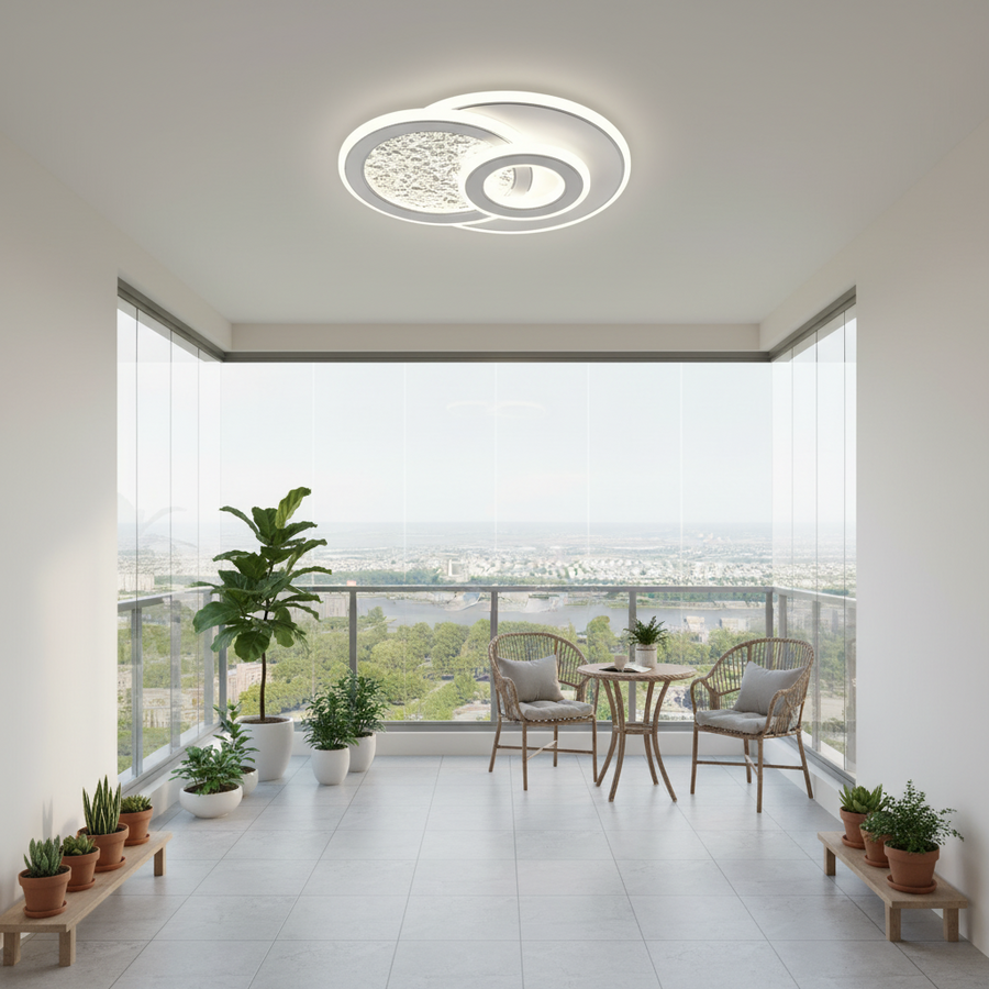 KOMPACTO LED Chandelier 47W, 3 Circles, Cold/Warm/Neutral light, White LED Chandeliers Default Title Alessandro Design