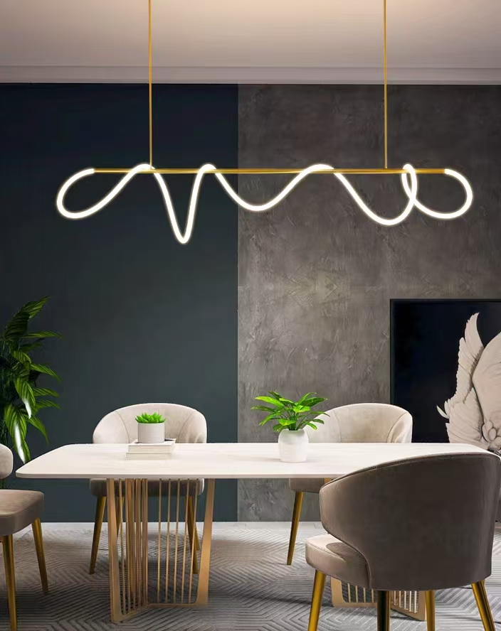 LED Chandelier DIVINO Gold 96W with Flexible Silicone Tube, 96W, 150cm - Adjustable Light 3000K/4000K/6000K Modern Chandeliers Default Title Alessandro Design