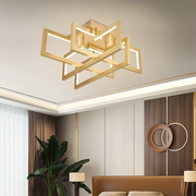 LED chandelier with remote control 96W, 4 Elements, Cold/Warm/Neutral light, Dimmable, Gold