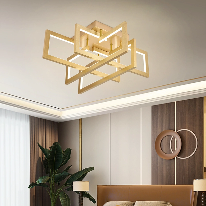 LED chandelier with remote control 96W, 4 Elements, Cold/Warm/Neutral light, Dimmable, Gold