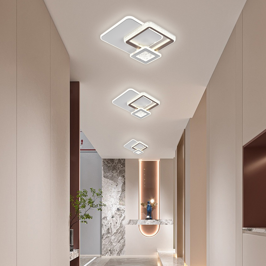 LED Chandelier NYXORA 51W, 3 Squares, Cold/Warm/Neutral light, White LED Chandeliers Default Title Alessandro Design