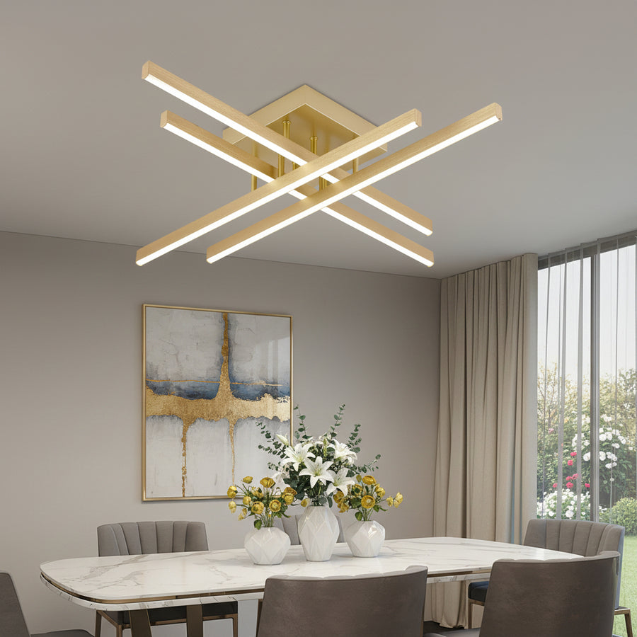 Lustra LED cu Telecomanda LINEX, 53W, Lumina 3000K/4000K/6000K, Dimabila, Auriu Lustre LED cu Telecomanda Default Title Alessandro Design