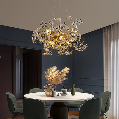 Crystal Chandelier CM325/600GD, 9x G9, Chrome and Crystals, 55cm, Adjustable Height