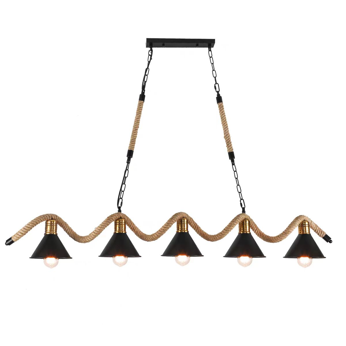 Lustra Franghie, 5xE27, Maro, Metal si Sfoara LV570/5BK Lustre Vintage Default Title Alessandro Design