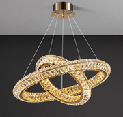 Lustra LED cu Telecomanda, LLC132/300GD, Cristal si Metal, 37W, 2 Cerc, Dimabila, 3000K/4000K/6000K, Iluminat Luxos Lustre LED cu Telecomanda Default Title Alessandro Design
