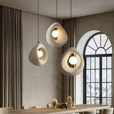 Lustra Moderna FOAMER, 35 cm, Suspendata, 1 X E27, Alb, Metal si Spuma, Inaltime Reglabila
