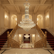 Candelabru Cristal GRAND 87xE14, D138 cm, Auriu, Inaltime Reglabila, Metal si Cristal Candelabre Cristal Default Title Alessandro Design
