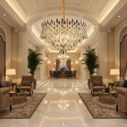 Candelabru Cristal MONARCH Magno 12xE14, Diametru 60cm, Inaltime 40cm, Auriu Lucios, Inaltime Reglabila, Design Elegant Candelabre Cristal Default Title Alessandro Design