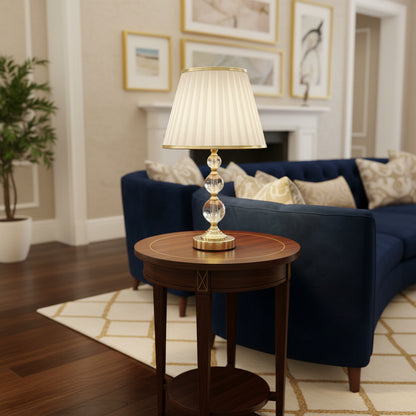 Veioza VZ213WH, 1x E27, Metal and Textile, White and Gold
