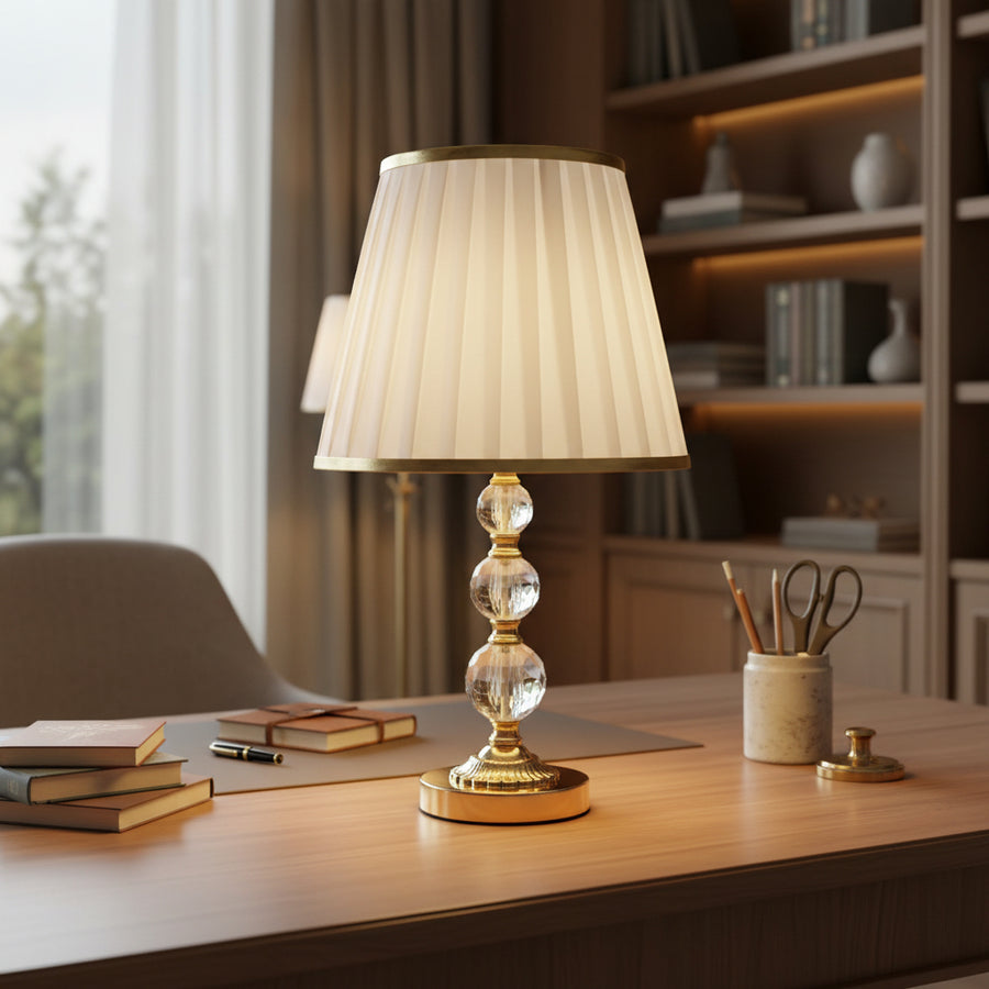 Veioza VZ213WH, 1x E27, Metal and Textile, White and Gold