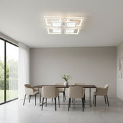 LED chandelier with remote control SUSAN 96W, 4 Squares, Cold/Warm/Neutral light, Dimmable, White LED chandelier with remote control Default Title Alessandro Design