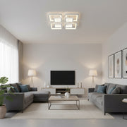 LED chandelier with remote control SUSAN 96W, 4 Squares, Cold/Warm/Neutral light, Dimmable, White LED chandelier with remote control Default Title Alessandro Design