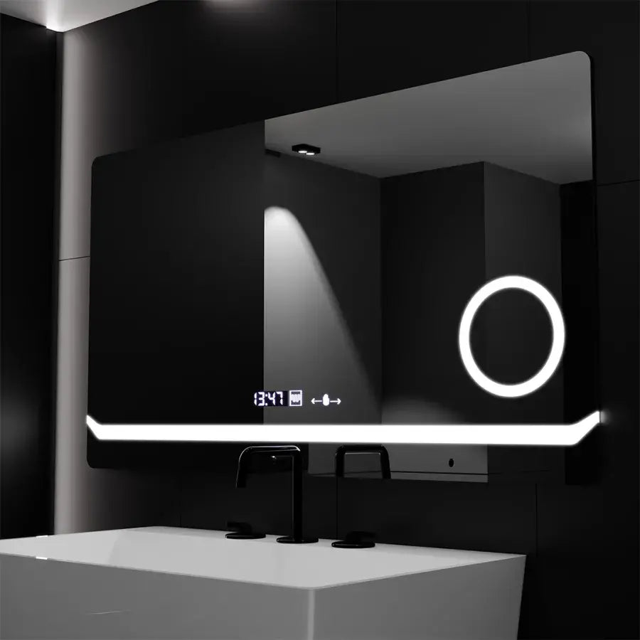 Rectangular LED Mirror, 80x60cm, Definition MotionGlow Marcello, De-fogging System, Clock & Thermometer, Cosmetic Magnifier, Dimable Mirrors Marcello Default Title Alessandro Design