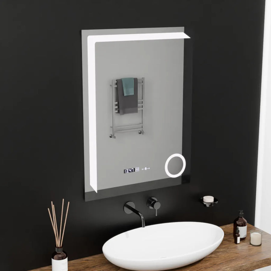 Rectangular LED Mirror, 60x80cm, Precision MotionGlow Marcello, De-fogging System, Clock & Thermometer, Cosmetic Magnifier, Dimable Mirrors Marcello Default Title Alessandro Design