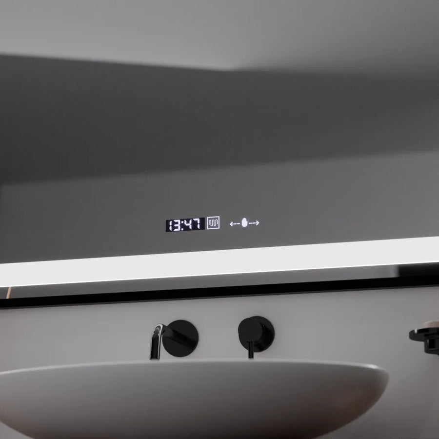 Rectangular LED Mirror, 100x65cm, Verite Majeste Noir Motion Glow Marcello, De-fogging System, Clock & Thermometer, Dimable Mirrors Marcello Default Title Alessandro Design