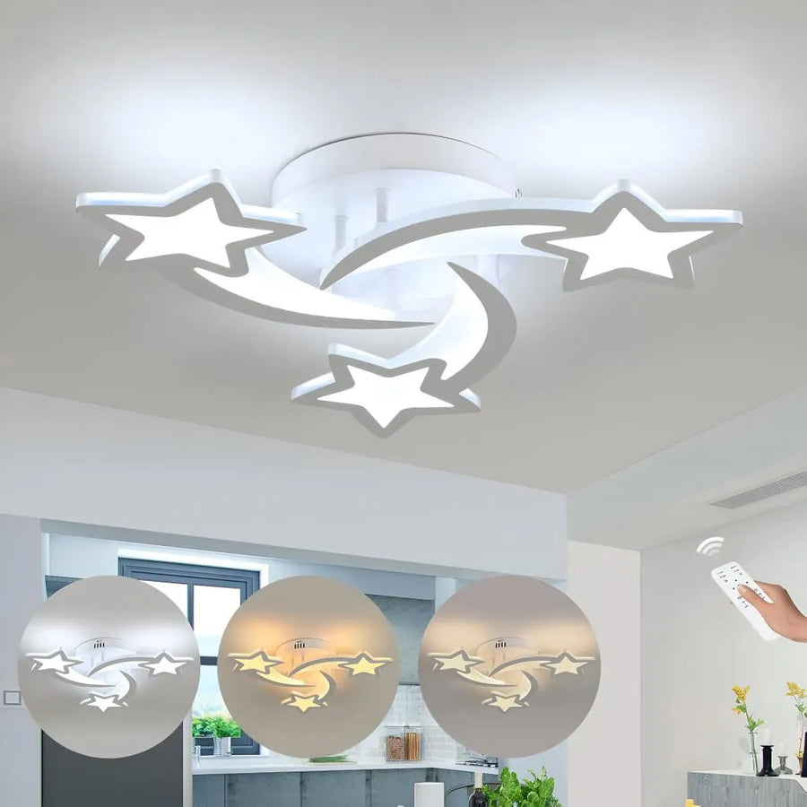 LED chandelier with remote control IPOMOEA 51W, 3 Stars, Cold/Warm/Neutral light, Dimmable, White LED chandelier with remote control Default Title Alessandro Design