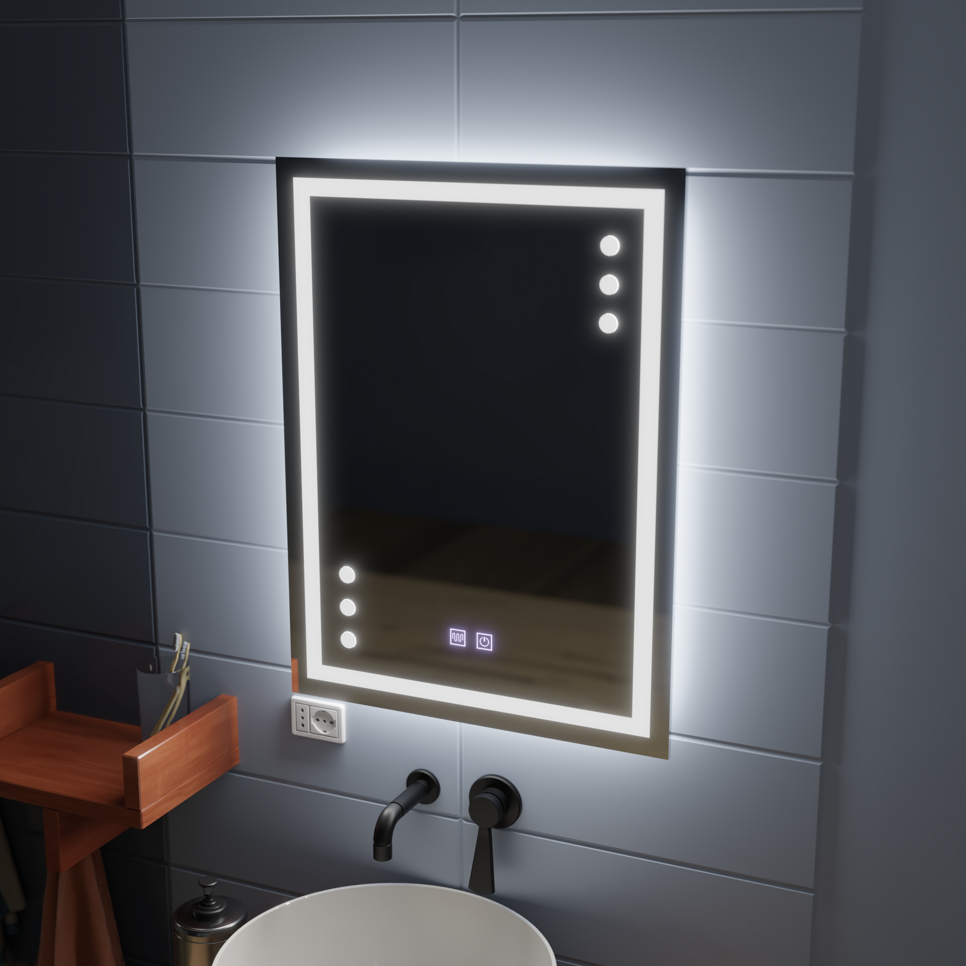 Mirror LED Touch Infima Demist System 60X80cm Mirrors Korman E Default Title Alessandro Design