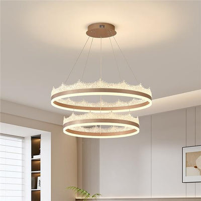 Suspended LED chandelier with remote control NIVALIS 126W, Circles 60x80cm, Cold/Warm/Neutral light, Dimmable, Height Adjustable, Gold