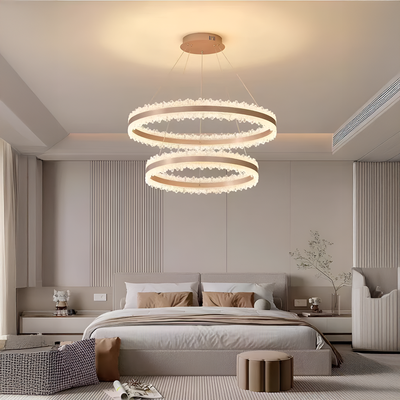 Suspended LED chandelier with Remote Control NIVALIS Duo 127W, Circles 60x80cm, Cold/Warm/Neutral light, Dimmable, Height Adjustable, Gold