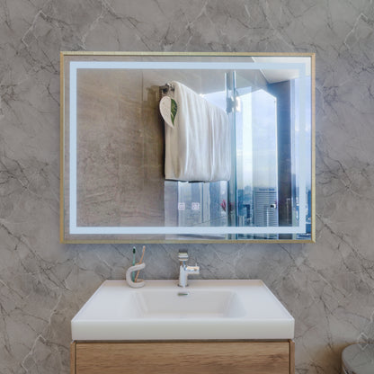 Kariri LED Touch Mirror, 80x60 cm, Demister function, Rose Gold Brushed Frame Mirrors Korman E Default Title Alessandro Design