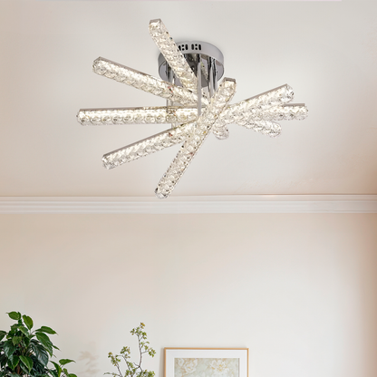 LED chandelier with remote control LUELLA 79W 5 Elements, Linear, Cold/Warm/Neutral light, Dimmable, Silver Crystal LED Chandelier Default Title Alessandro Design