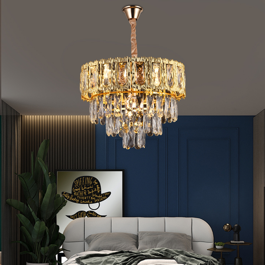 Candelabru Cristal BELVEDERE Nobile 5xE14, Diametru 40cm, Auriu Lucios, Inaltime Reglabila Candelabre Cristal Default Title Alessandro Design