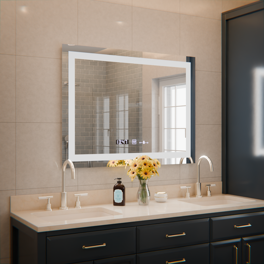 Rectangular LED Mirror, 80x60cm, Verite MotionGlow Marcello, De-fogging System, Clock & Thermometer, Dimable Mirrors Marcello Default Title Alessandro Design