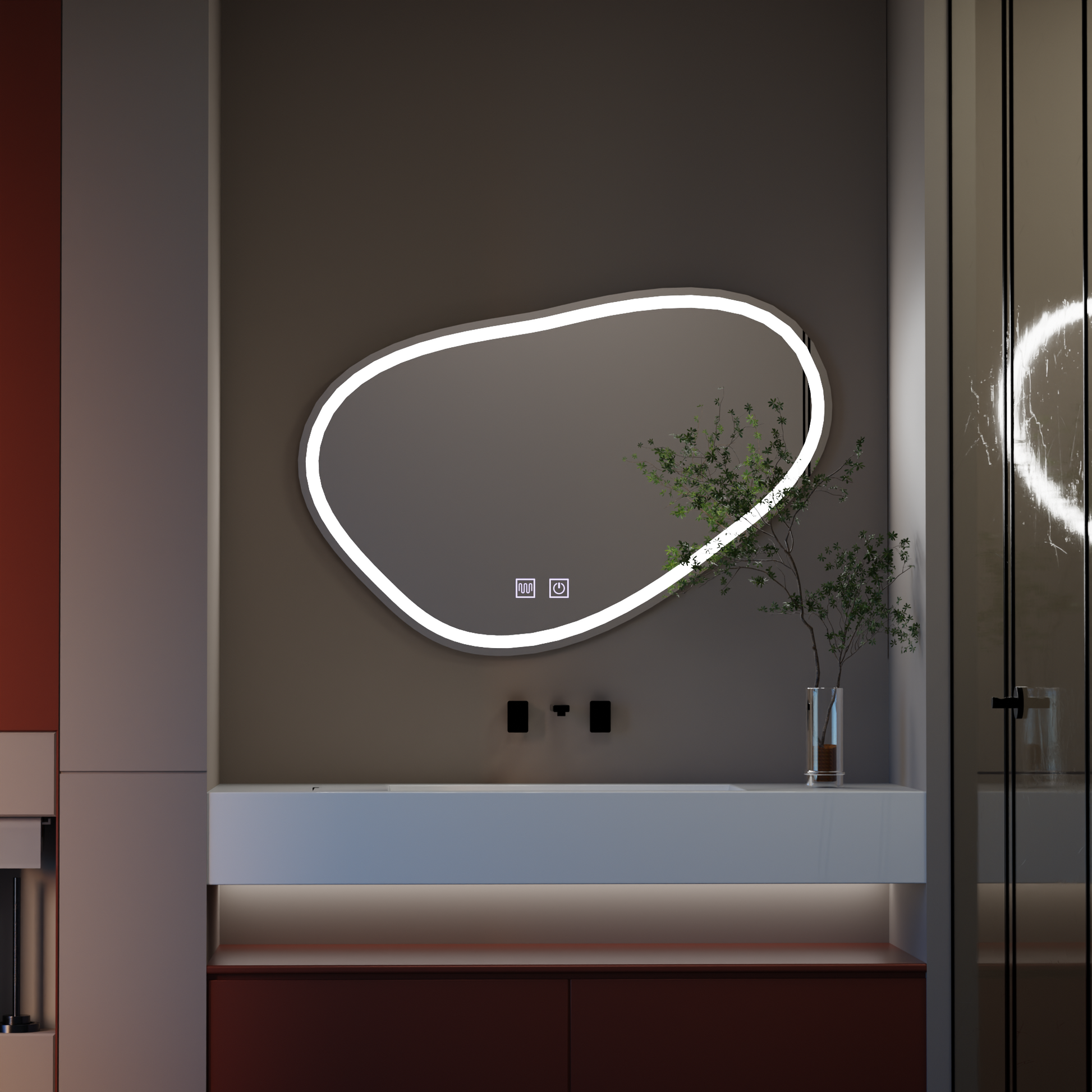 LED Touch Quassare Mirror, Demister System 90x65 cm Mirrors Korman E Default Title Alessandro Design