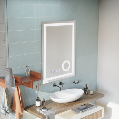 LED Touch Mirror NIVERA De-fogging System, Clock and Temperature 60x80 cm Cosmetic Magnifier Mirrors Korman S Default Title Alessandro Design